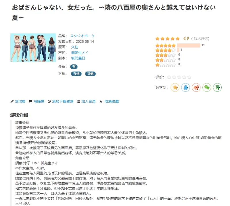 PC/豚肉社新作/AI漢化~おばさんじゃない、女だった。 [2+遊戲解壓後2.55G][百度盘]